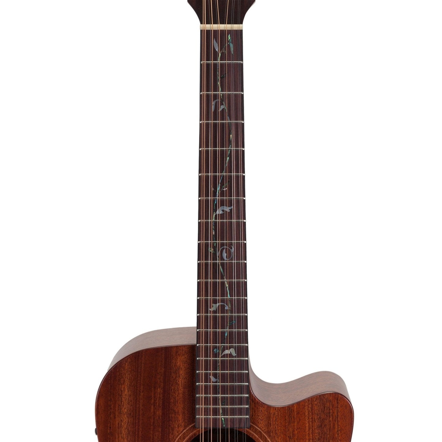 Timberidge 'Messenger Series' 12-String Mahogany Solid Top Acoustic-Electric Dreadnought Cutaway Guitar with 'Tree of Life' Inlay (Natural Satin)