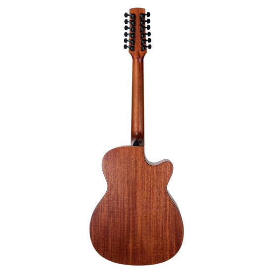 Timberidge 'Messenger Series' Left Handed 12-String Mahogany Solid Top Acoustic-Electric Small Body Cutaway Guitar (Natural Satin)