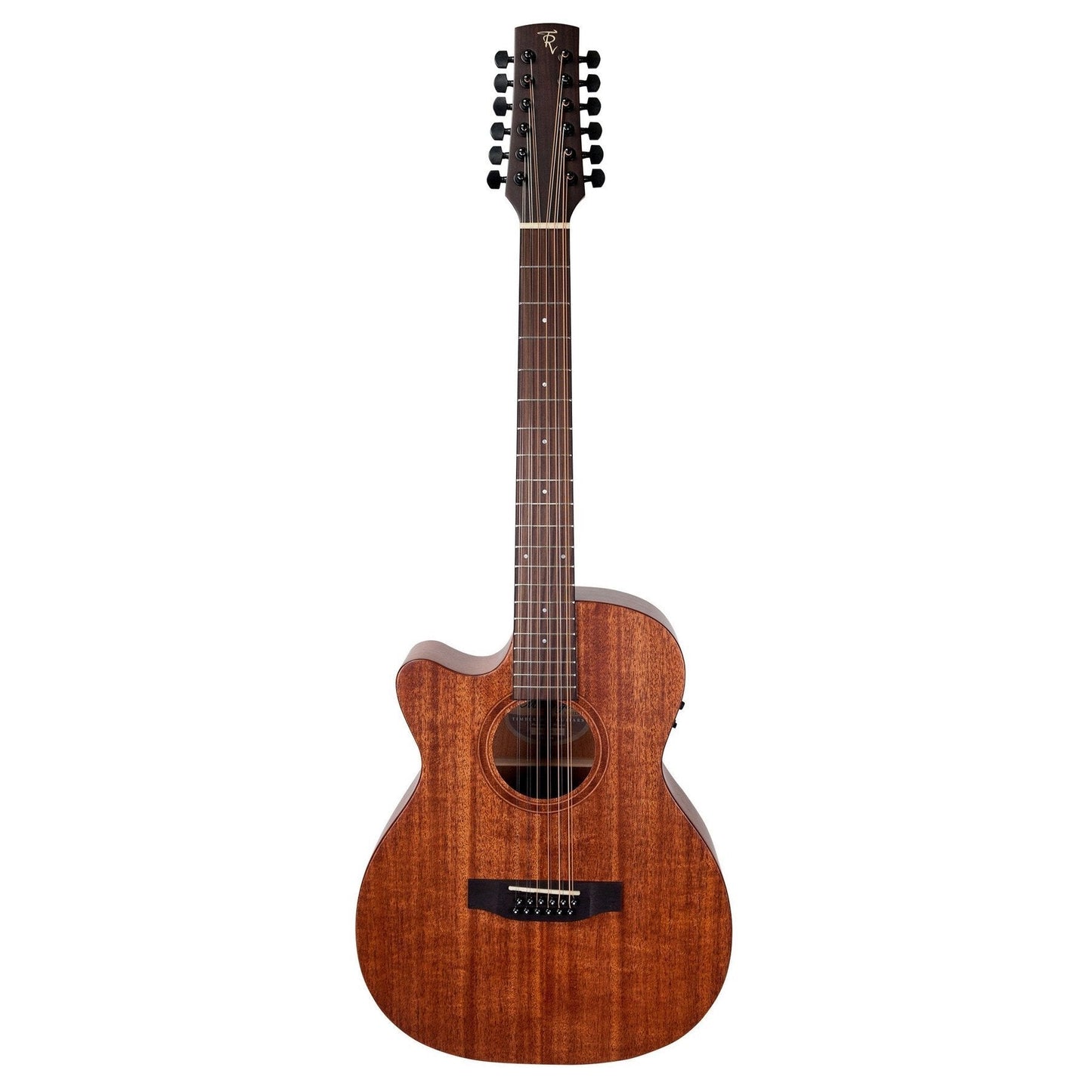 Timberidge 'Messenger Series' Left Handed 12-String Mahogany Solid Top Acoustic-Electric Small Body Cutaway Guitar (Natural Satin)