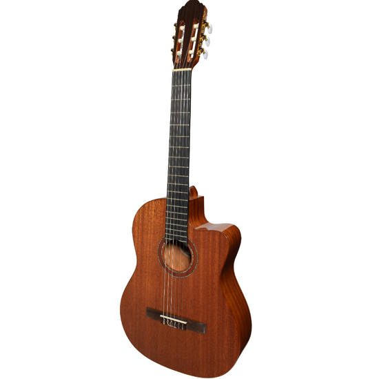 Timberidge 'Messenger Series' Mahogany Solid Top Acoustic-Electric Classical Cutaway Guitar (Natural Gloss)