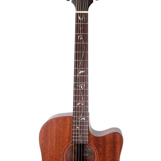 Timberidge 'Messenger Series' Mahogany Solid Top Acoustic-Electric Dreadnought Cutaway Guitar with 'Tree of Life' Inlay (Natural Satin)