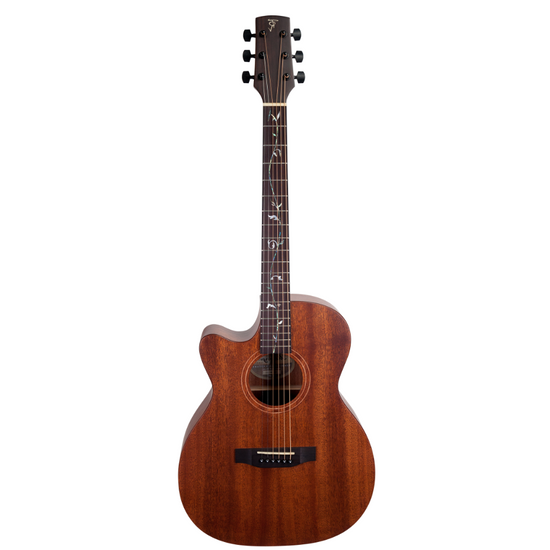 Timberidge 'Messenger Series' Mahogany Solid Top Acoustic-Electric 'Small Body Cutaway Guitar with 'Tree Of Life' Inlay Left-Handed (Natural Gloss)