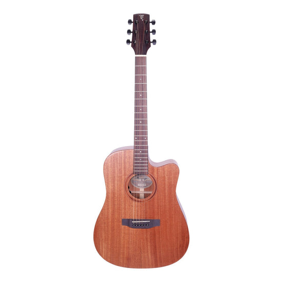 Load image into Gallery viewer, Timberidge &amp;#39;Messenger Series&amp;#39; Mahogany Solid Top &amp;amp; Body Acoustic-Electric Dreadnought Cutaway Guitar (Natural Satin)
