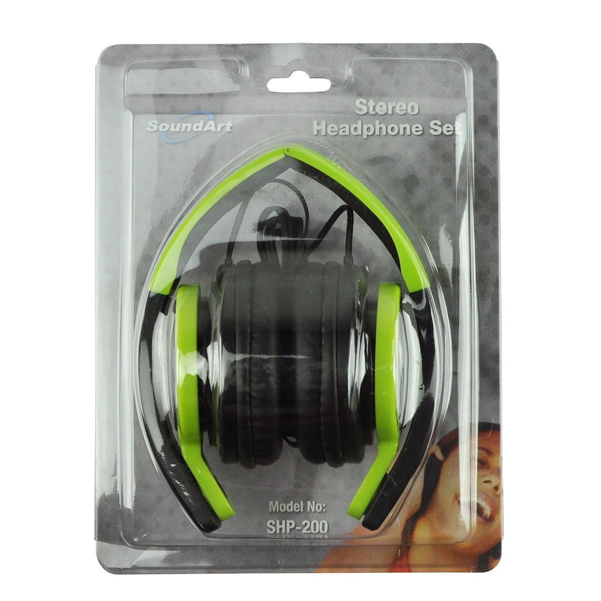 SoundArt Compact Fold-Away Stereo Headphones (Green)