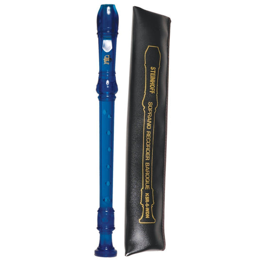 Steinhoff Recorder for Kids with Cleaning Rod and Case (Blue)