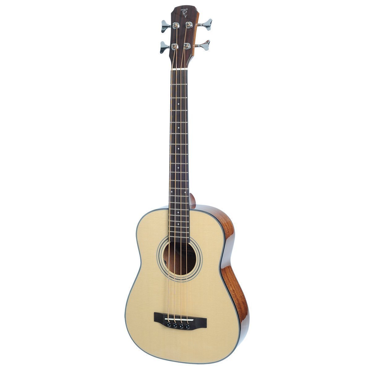 Timberidge 'TR Series' Spruce Solid Top Acoustic-Electric Bass Travel Guitar with Gig Bag (Natural Gloss)